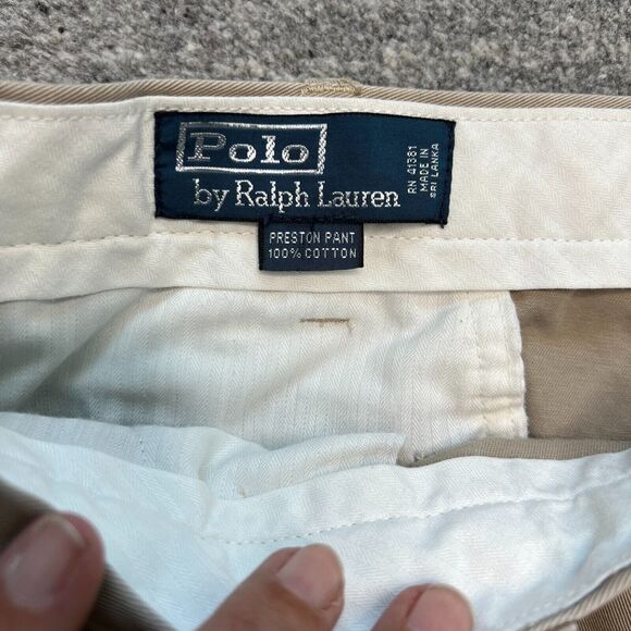 Polo Ralph Lauren Preston Mens Chino Pants Preppy Flat Front 38x31 Vintage Pony - Picture 4 of 9